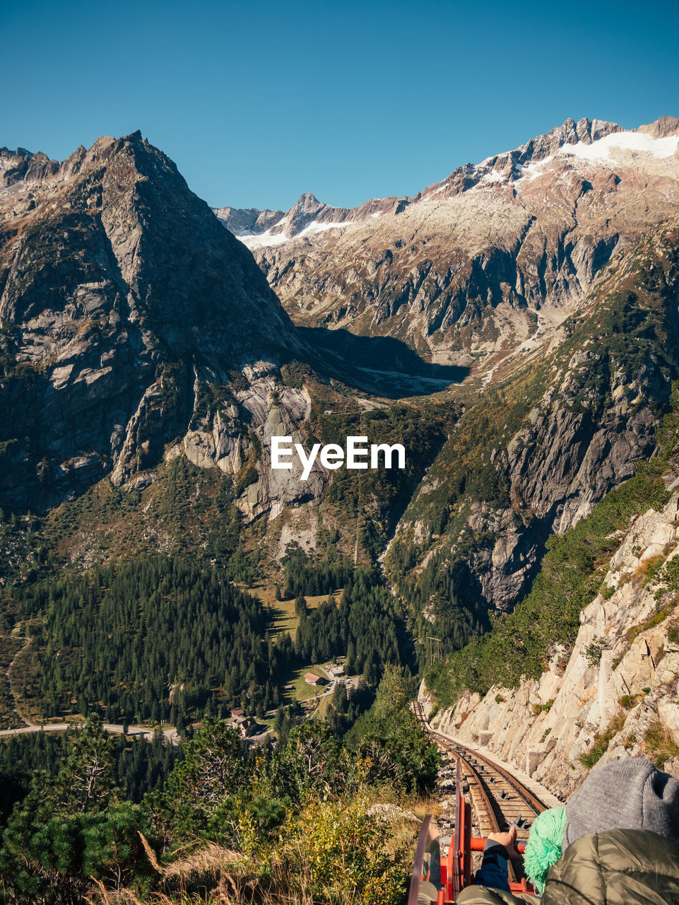 Scenic view of mountains against clear sky