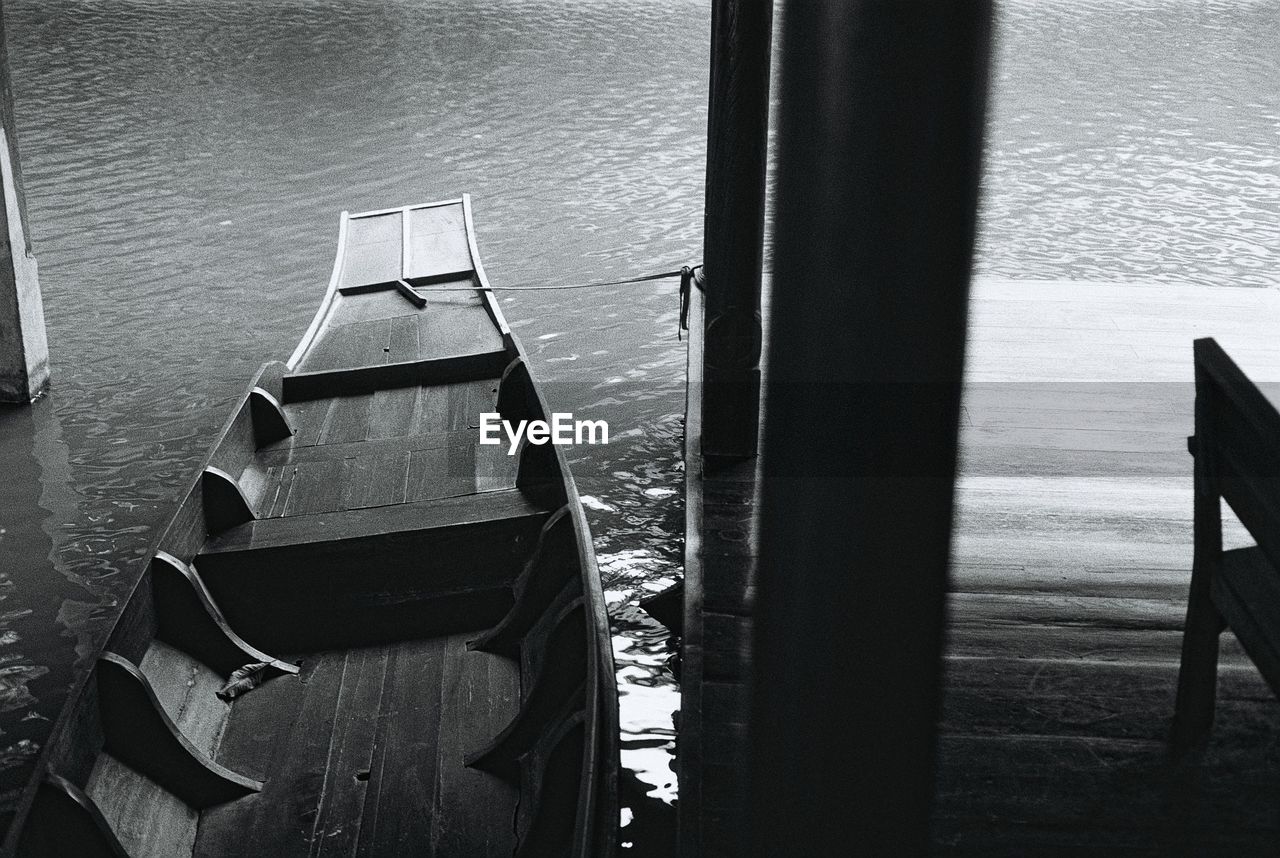 High angle view of boat in lake