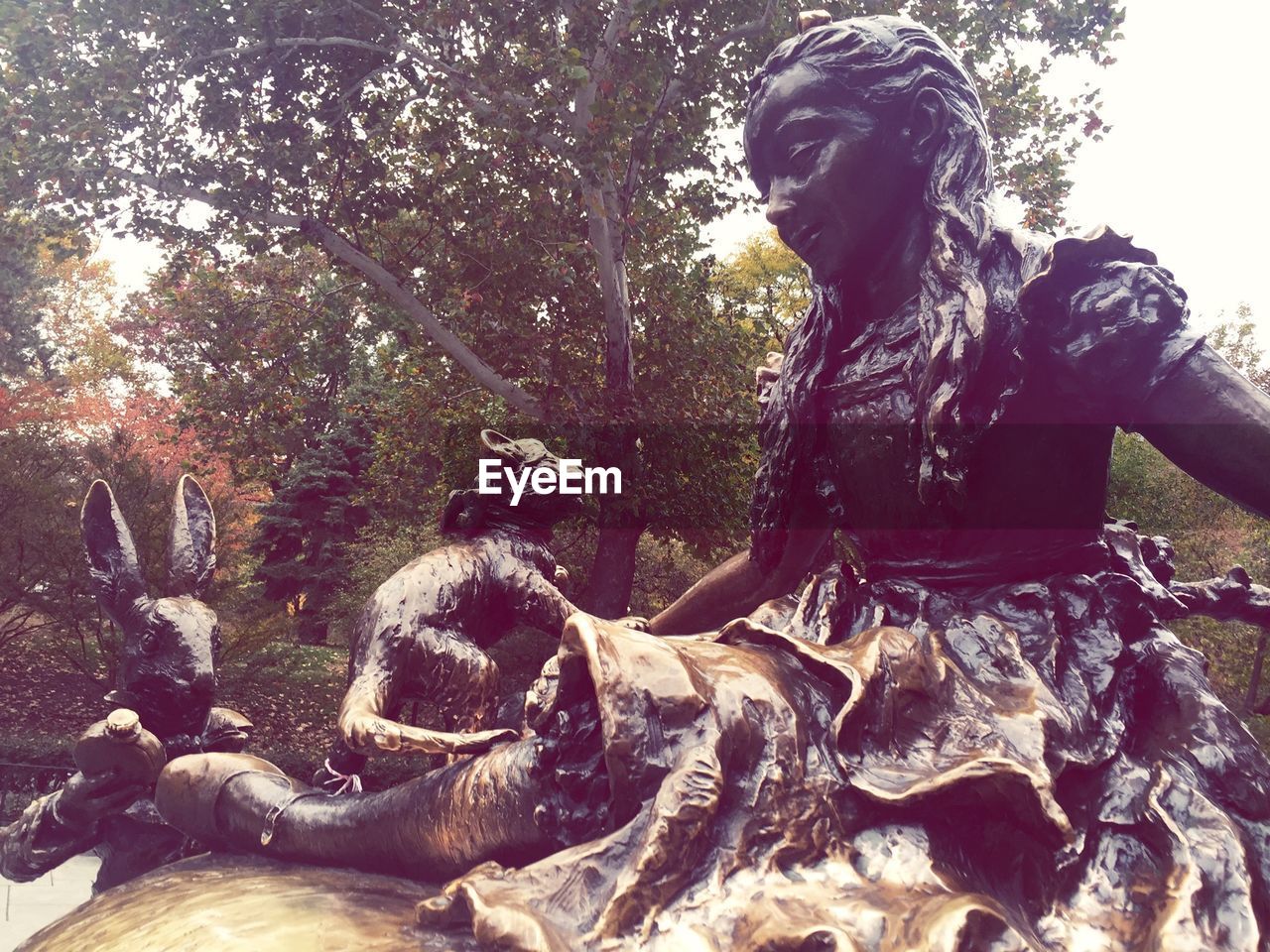 Close-up of alice in wonderland statue at central park