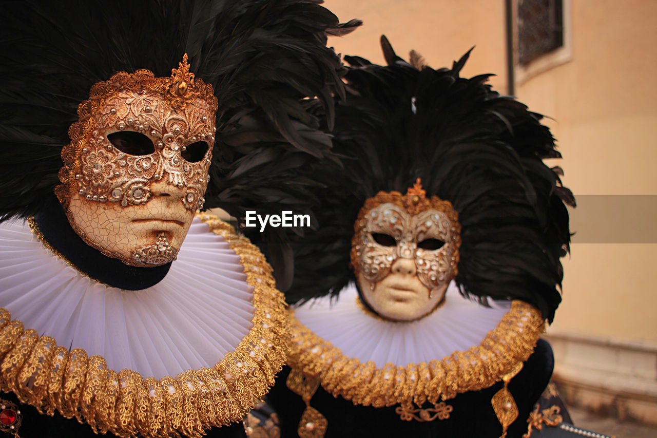 Venice carnival, italy. close-up of mask.