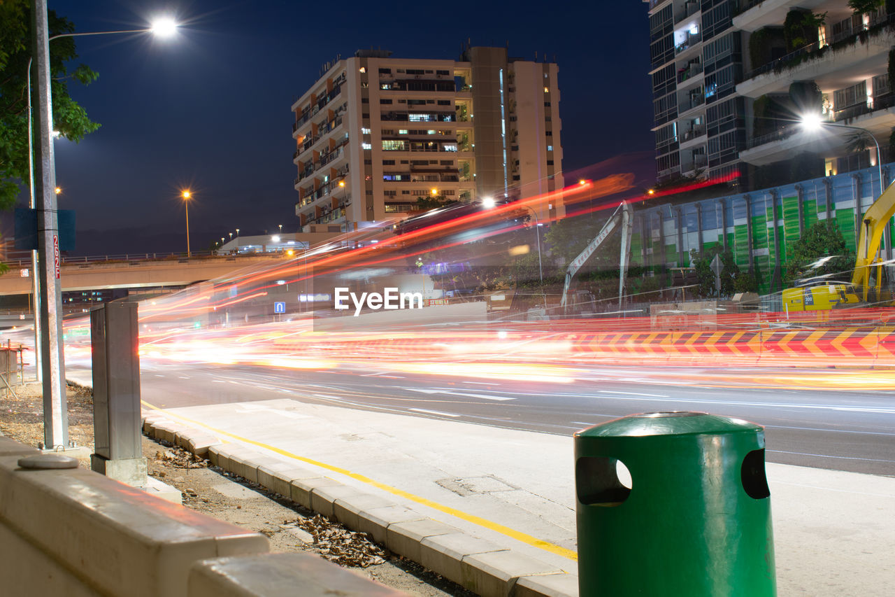 TRAFFIC LIGHT TRAILS ON CITY STREET