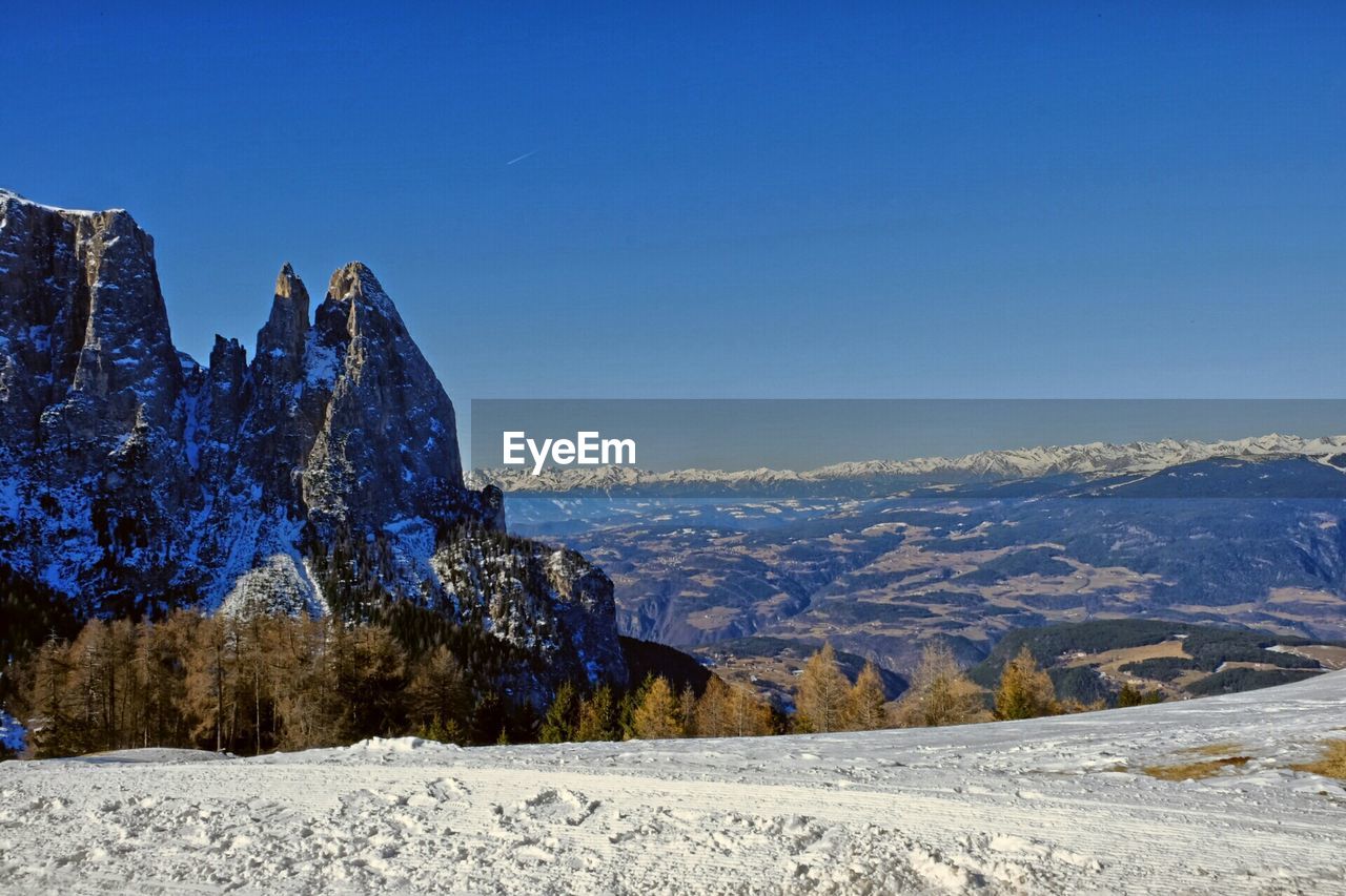 Rocky landscape against clear blue sky