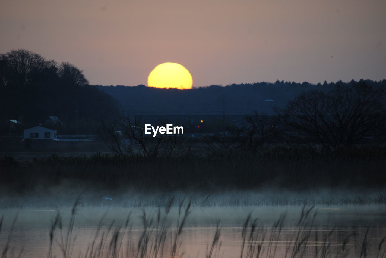 SCENIC VIEW OF LAKE DURING SUNSET