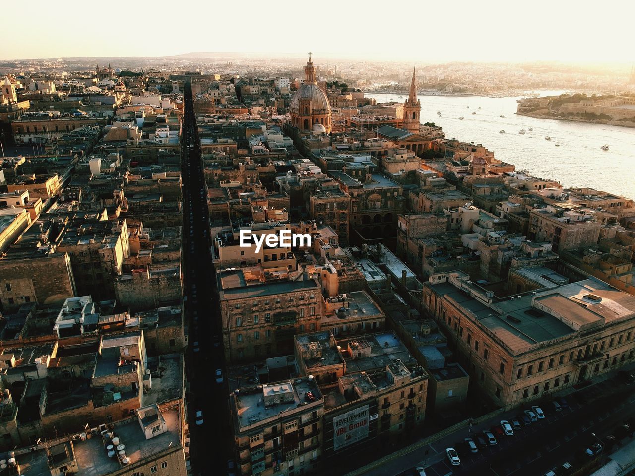 High angle view of buildings in city