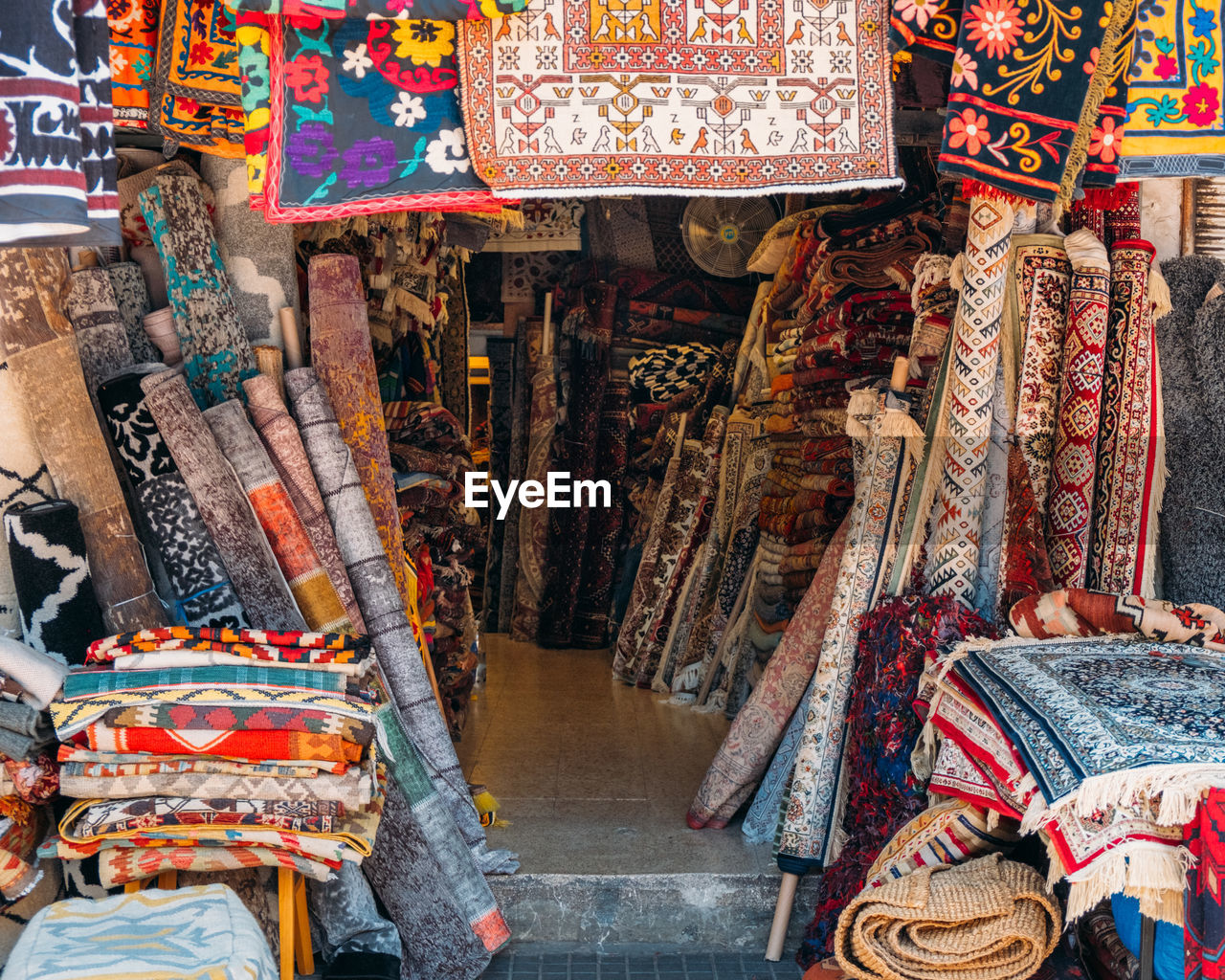 Multi colored textiles for sale at market