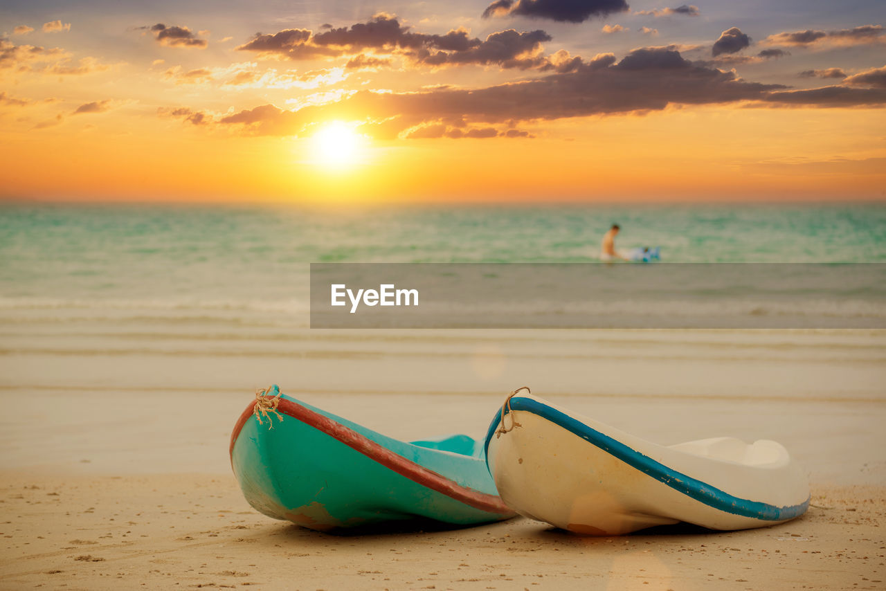 SCENIC VIEW OF BEACH DURING SUNSET