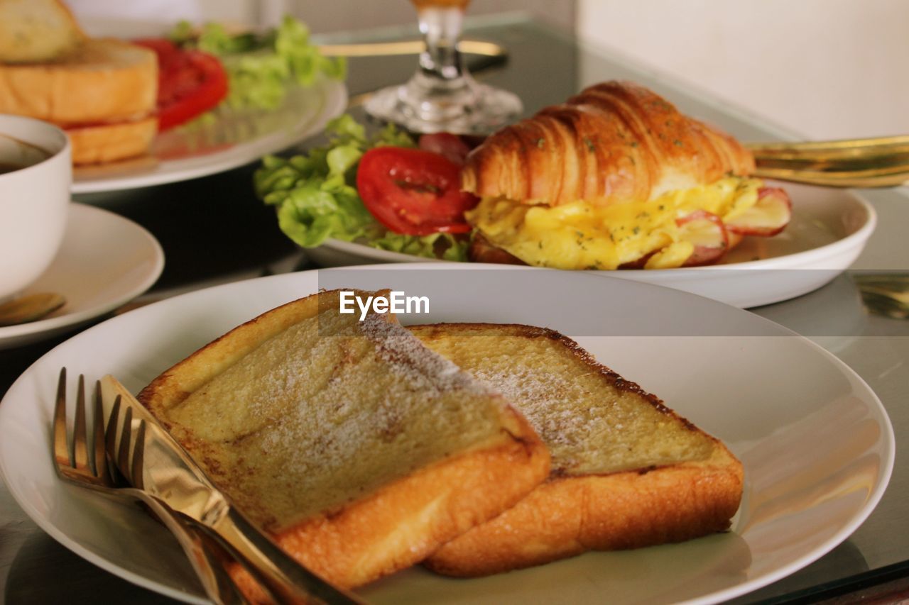 Close-up of food in plate on table