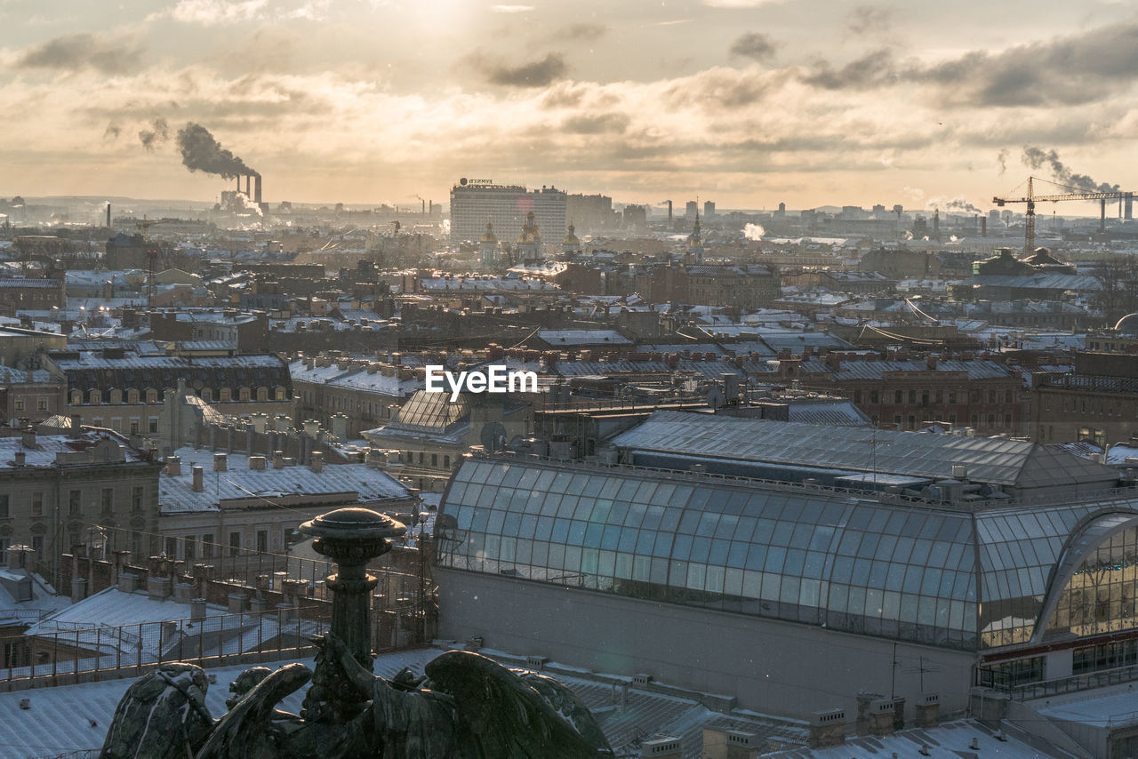 View of city at sunset