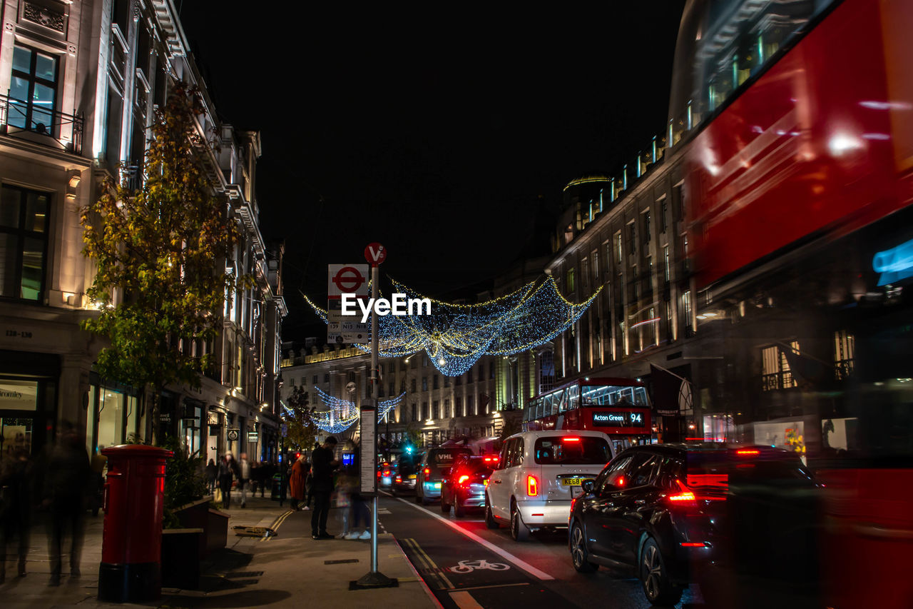 traffic on street at night