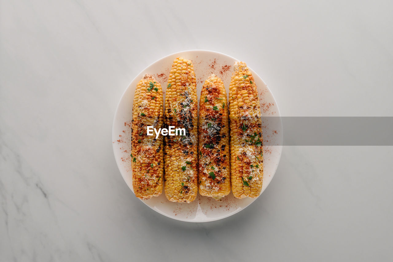 high angle view of food in plate