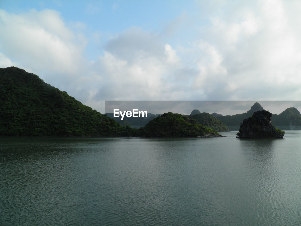 Scenic view of halong bay against sky