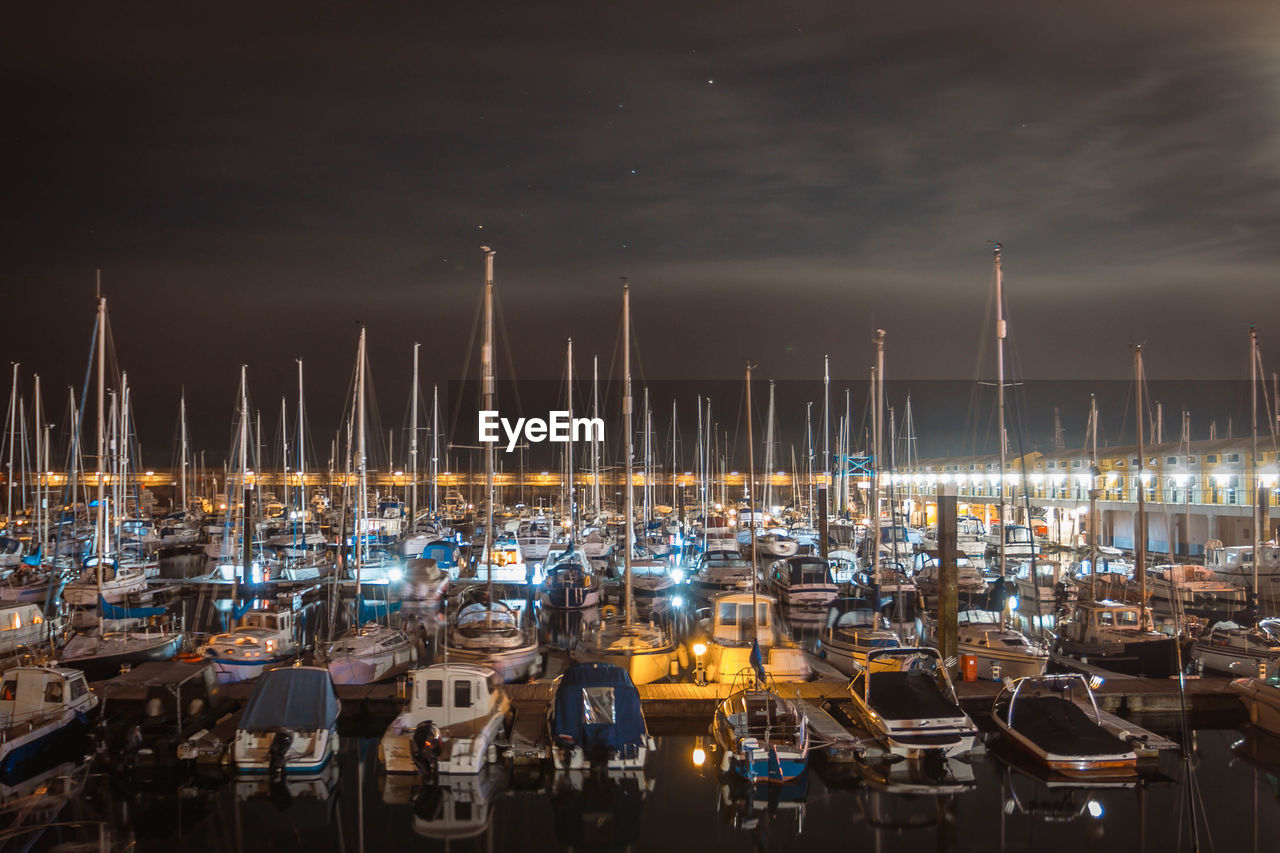 Panoramic view of sea against sky at night