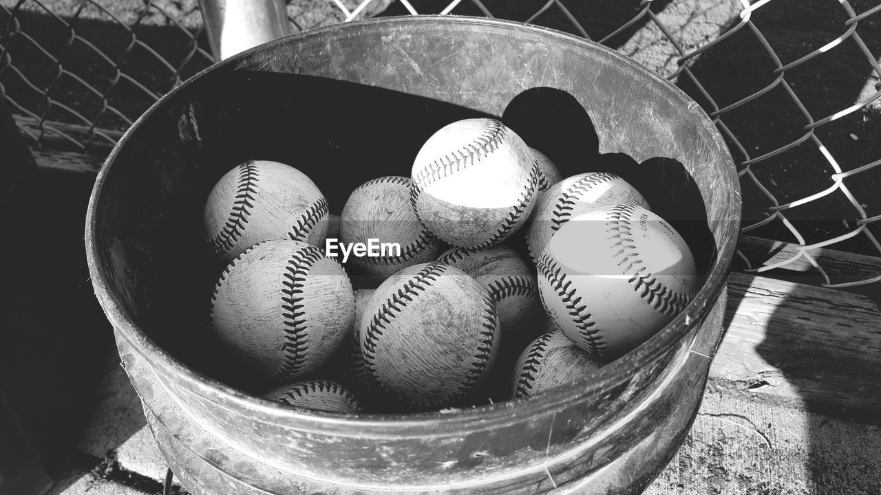 Baseballs in bucket