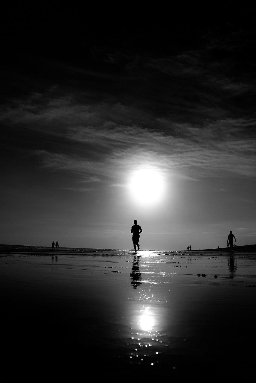 Silhouette of man on beach