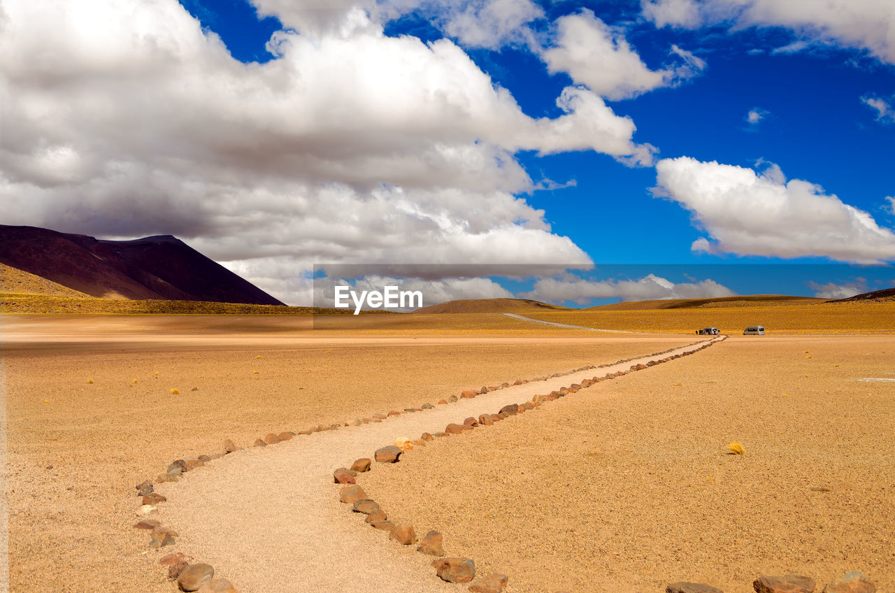View of atacama desert  against cloudy sky