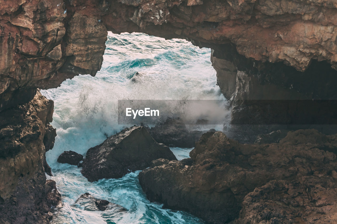 Scenic view of sea and rocks