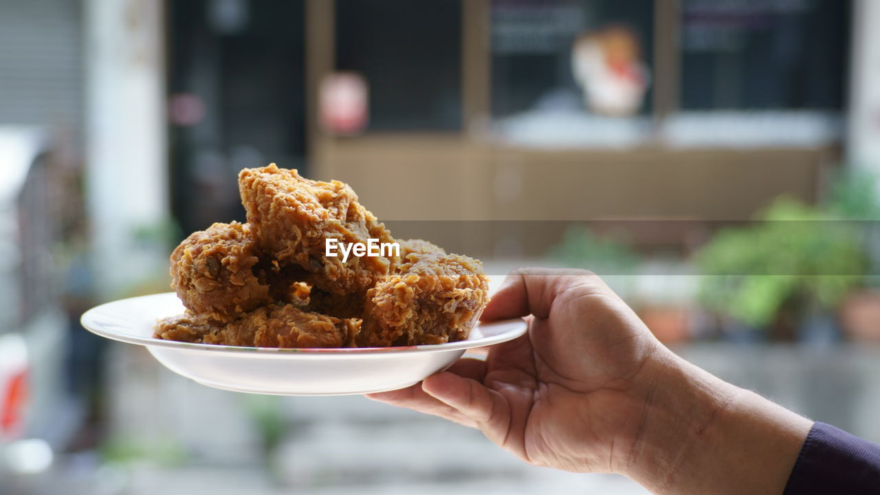 cropped hand of woman holding food