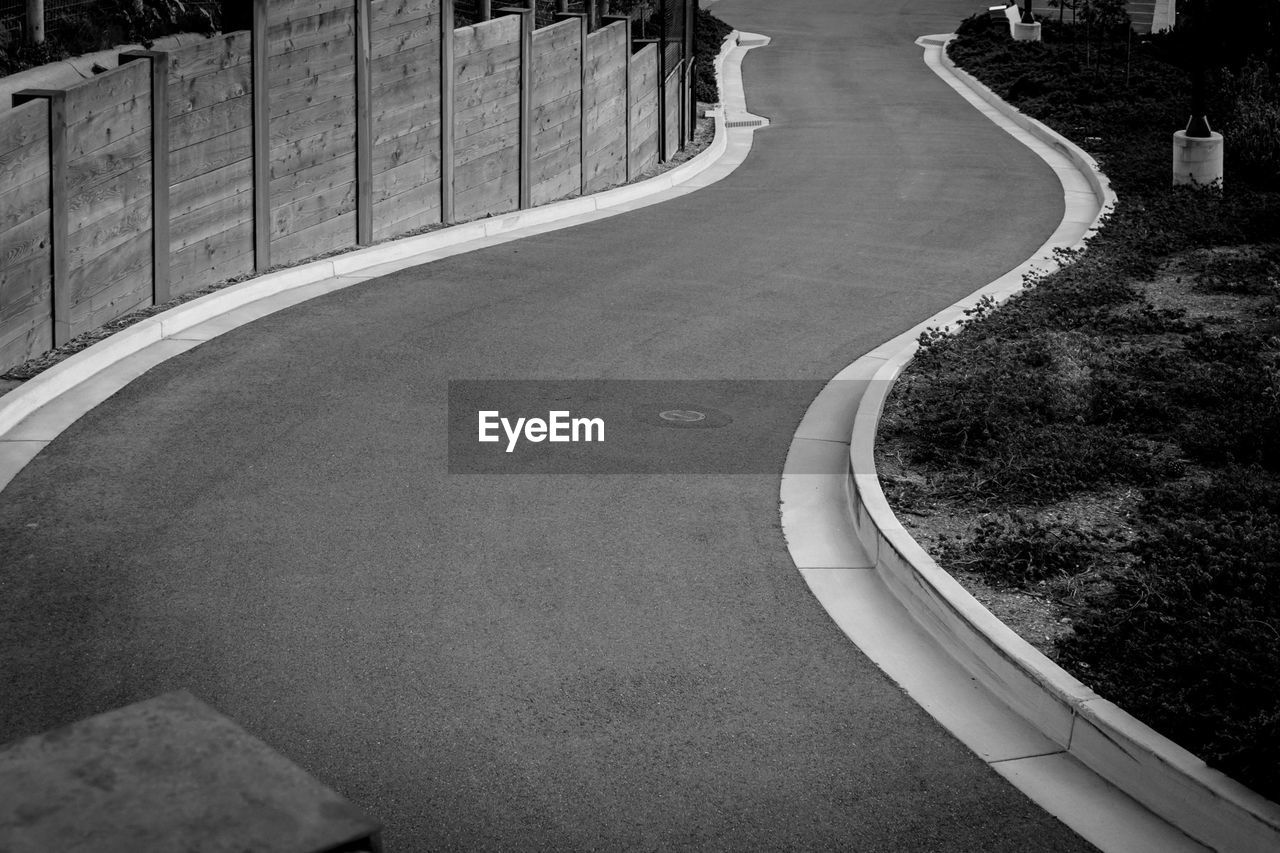 High angle view of empty road