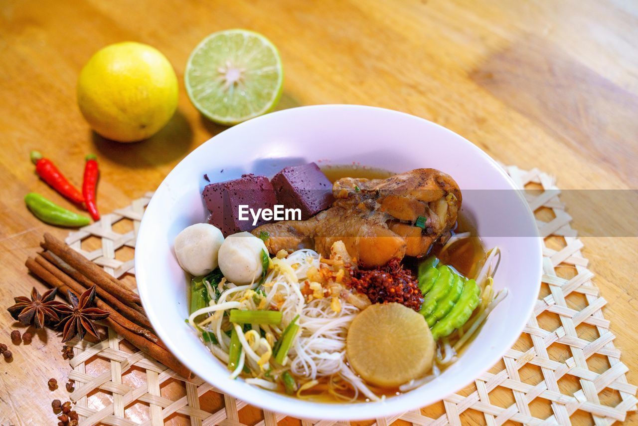 directly above shot of food in plate on table