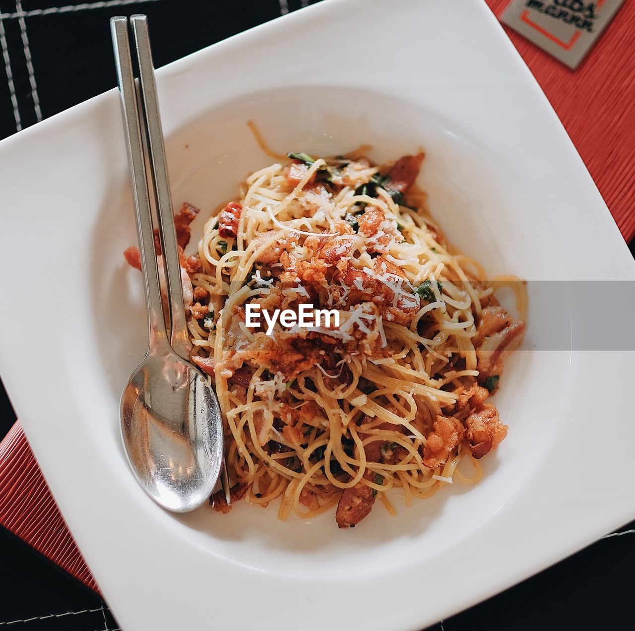 HIGH ANGLE VIEW OF MEAL SERVED ON TABLE