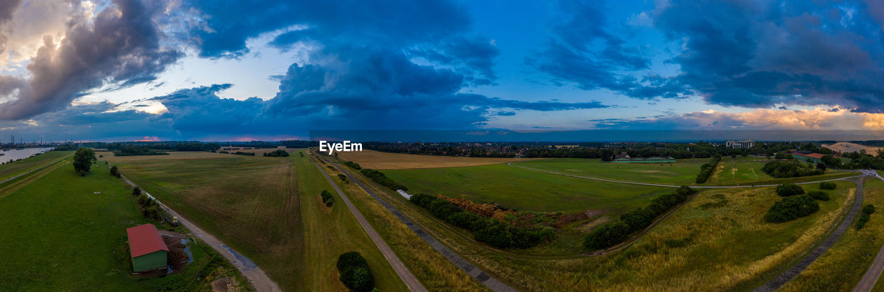 Storm clouds over the rhine, germany. drone photography.