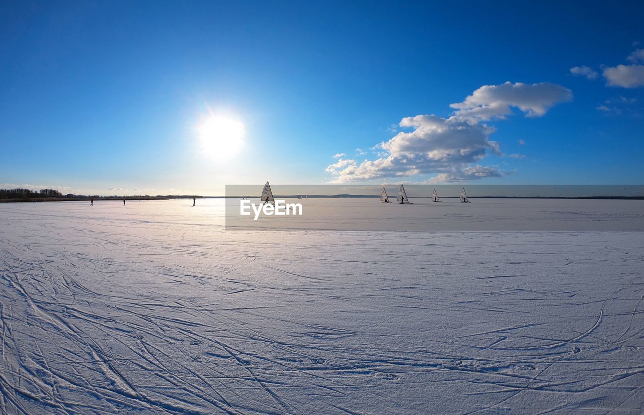 Scenic view of frozen sea against sky