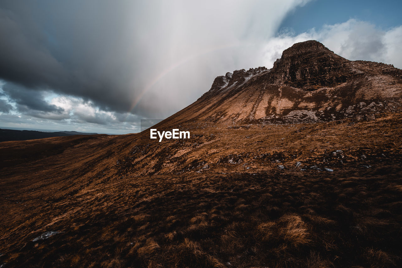 View of desert against cloudy sky