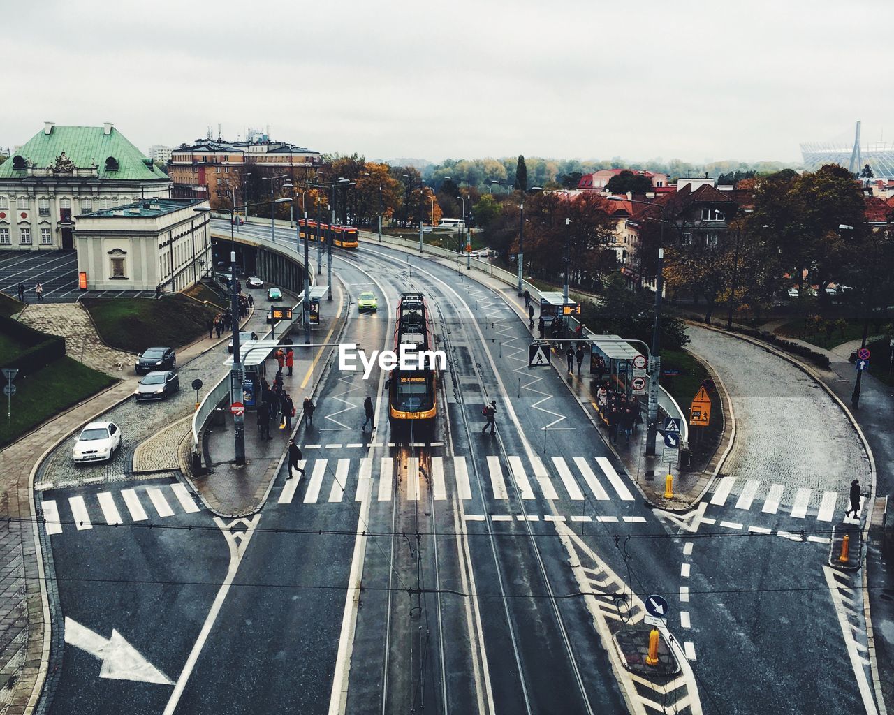 High angle view of traffic on road