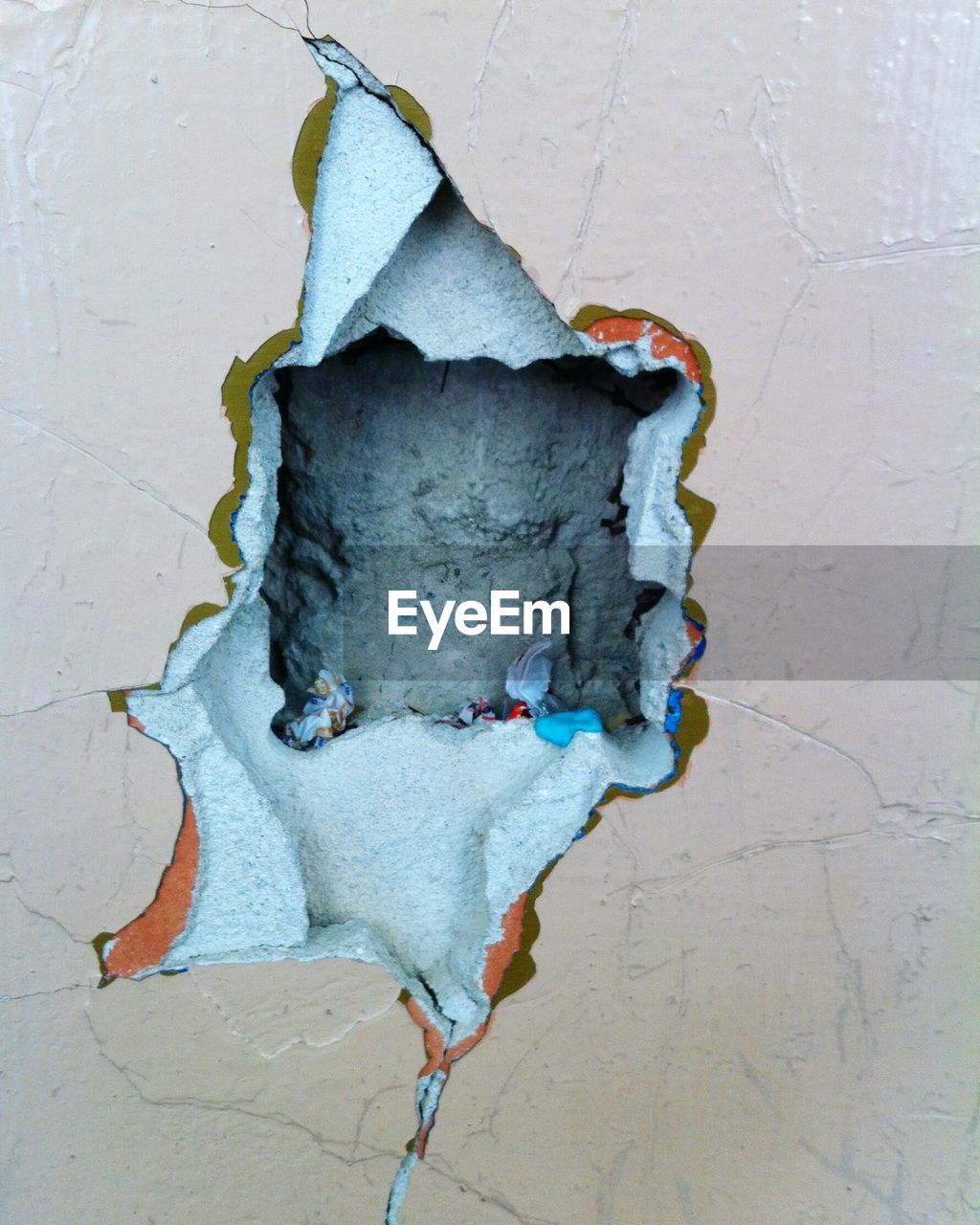 Close-up of hole in wall