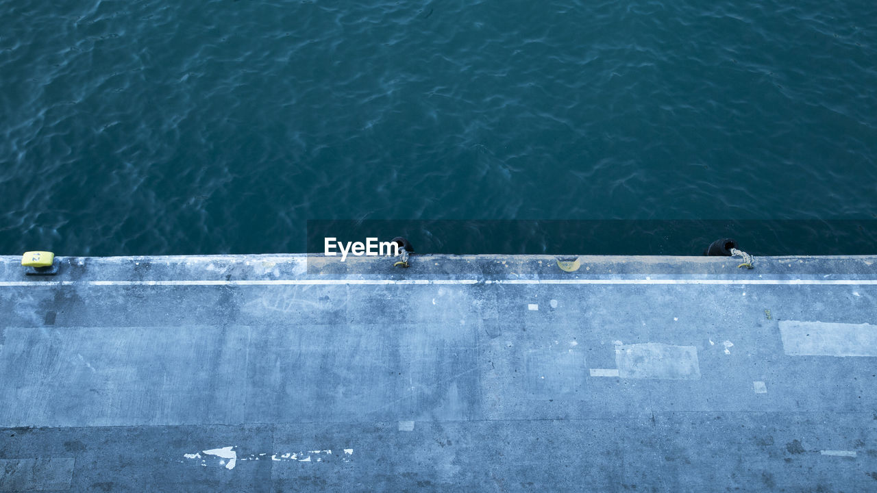 High angle view of pier by river