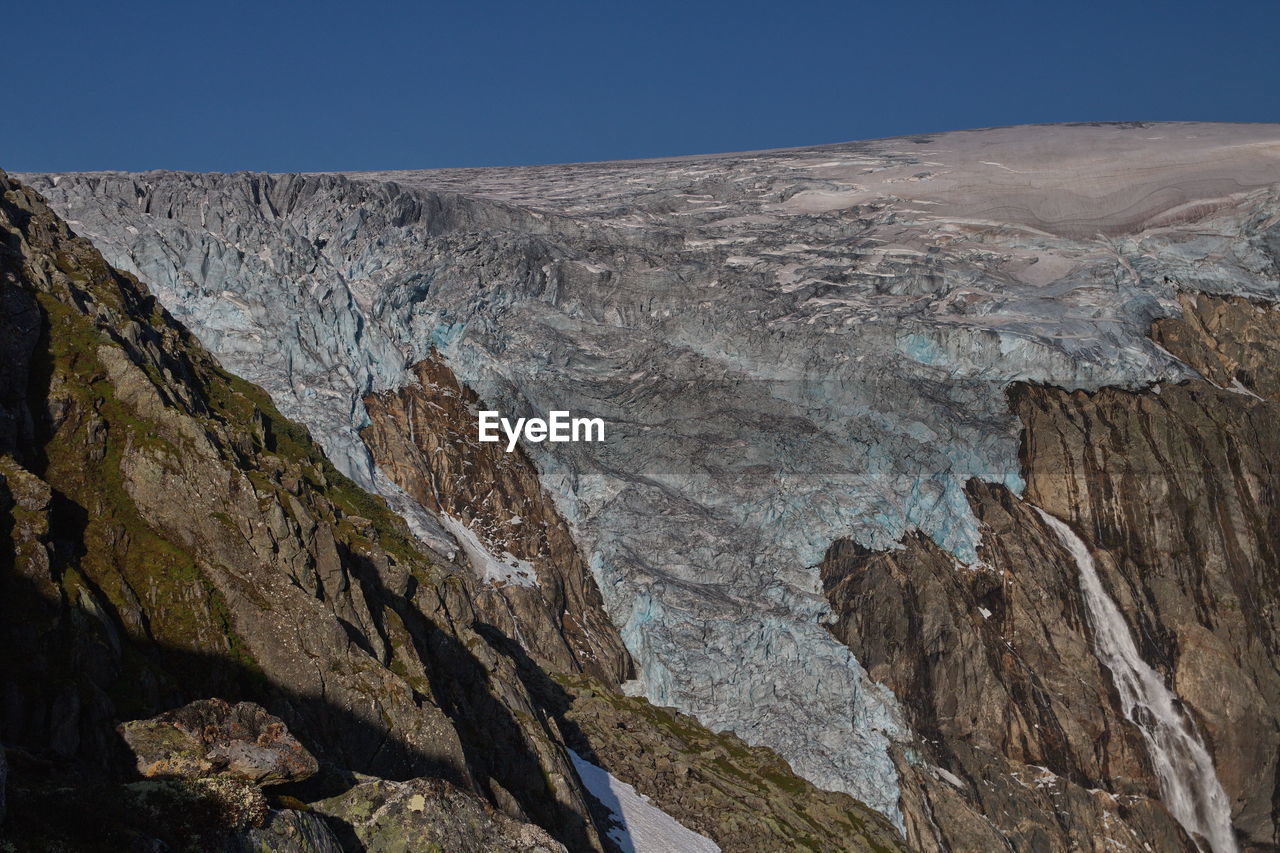 PANORAMIC VIEW OF ROCKY MOUNTAINS AGAINST CLEAR SKY