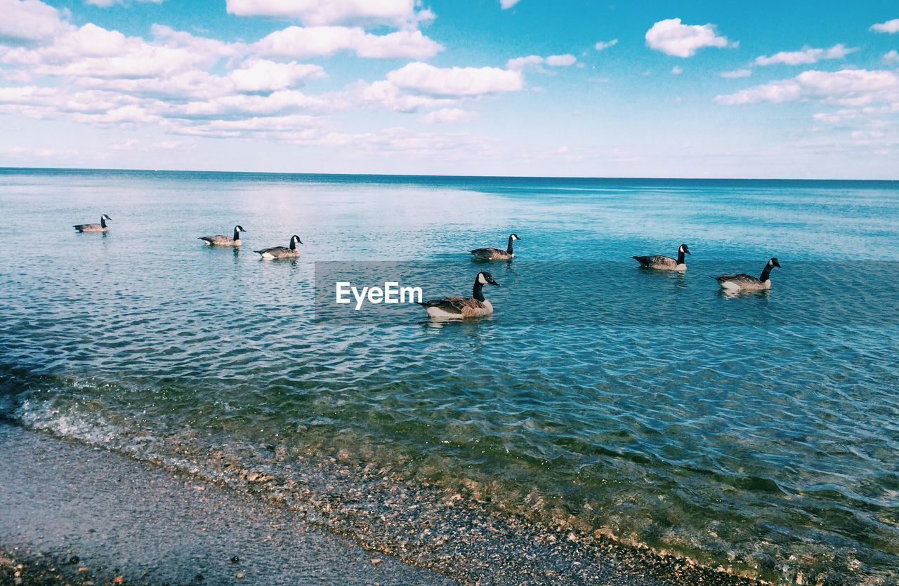 Scenic view of sea against cloudy sky