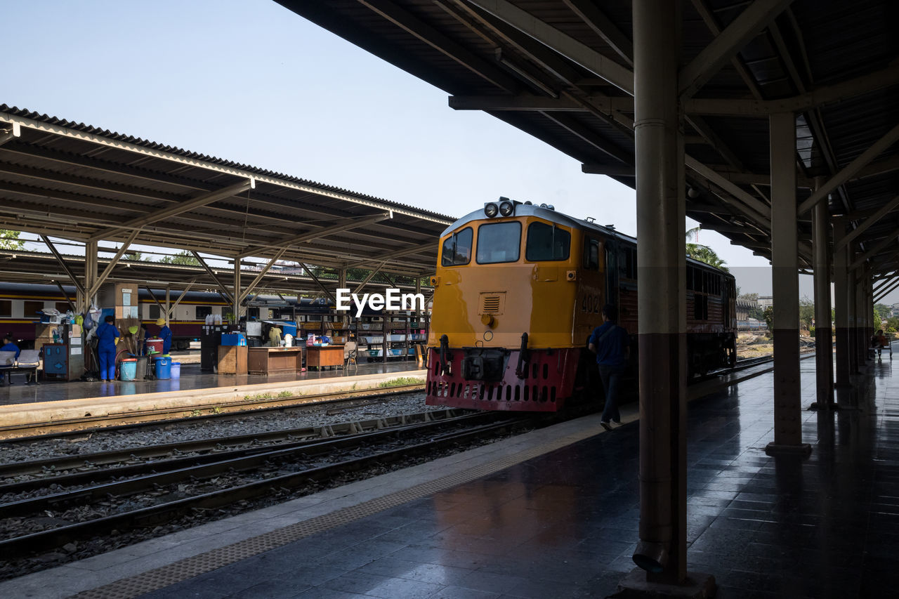 Train at railroad station platform