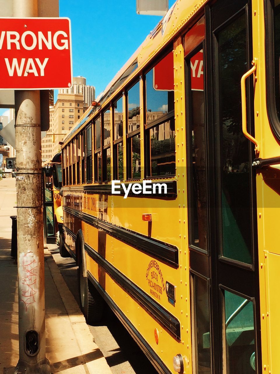 Road sign and bus