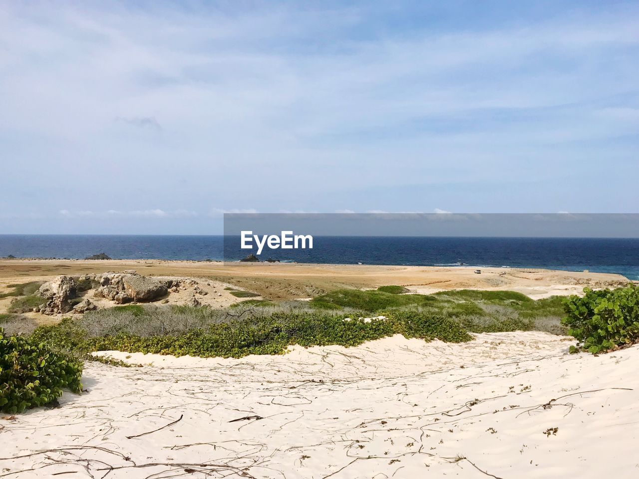 Scenic view of beach against sky