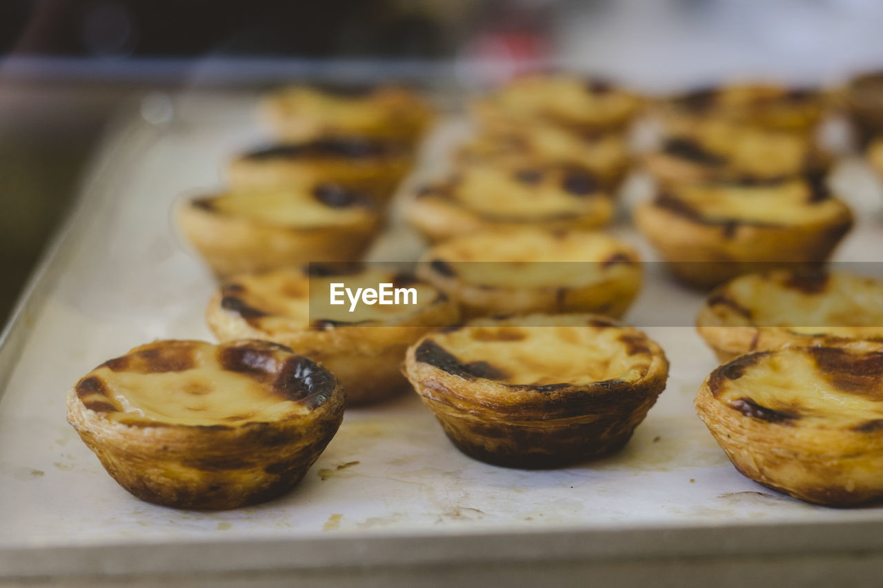 Close-up of portuguese cake pastel de nata