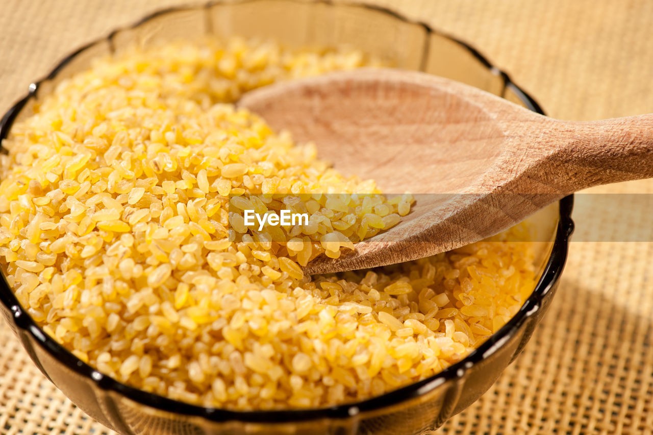 Close-up of bowl of grains