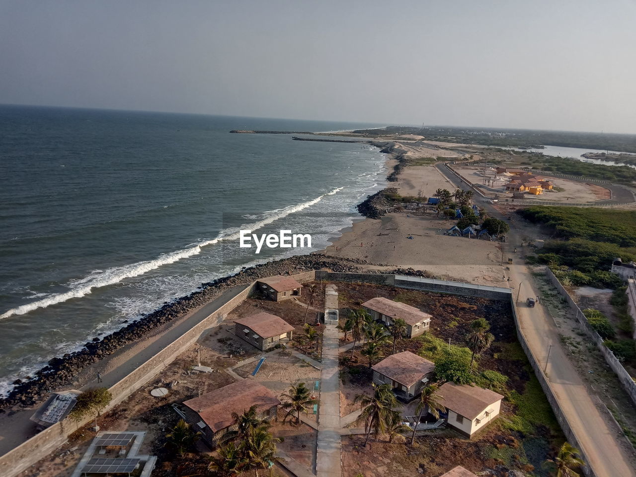 High angle view of beach against sky