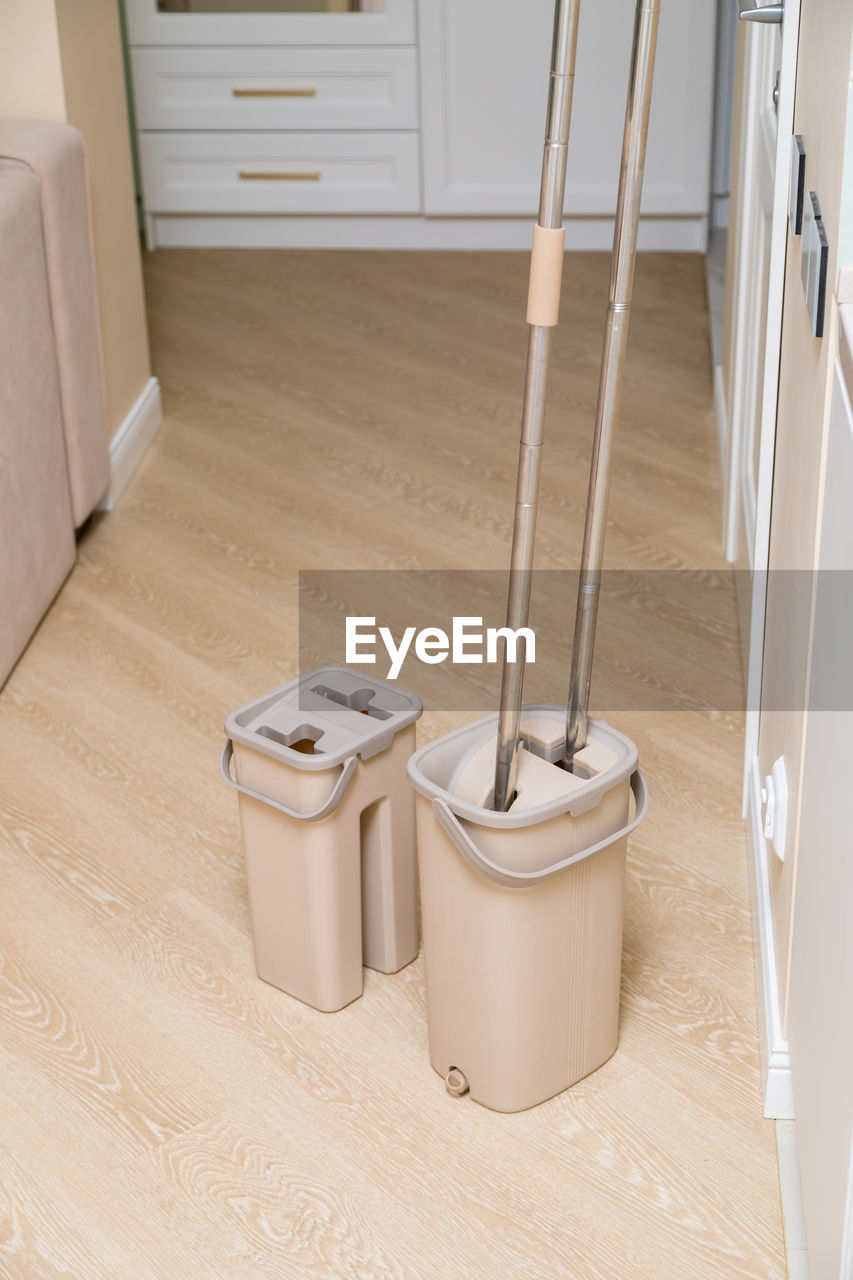 Modern buckets with mops. cleaning of premises.