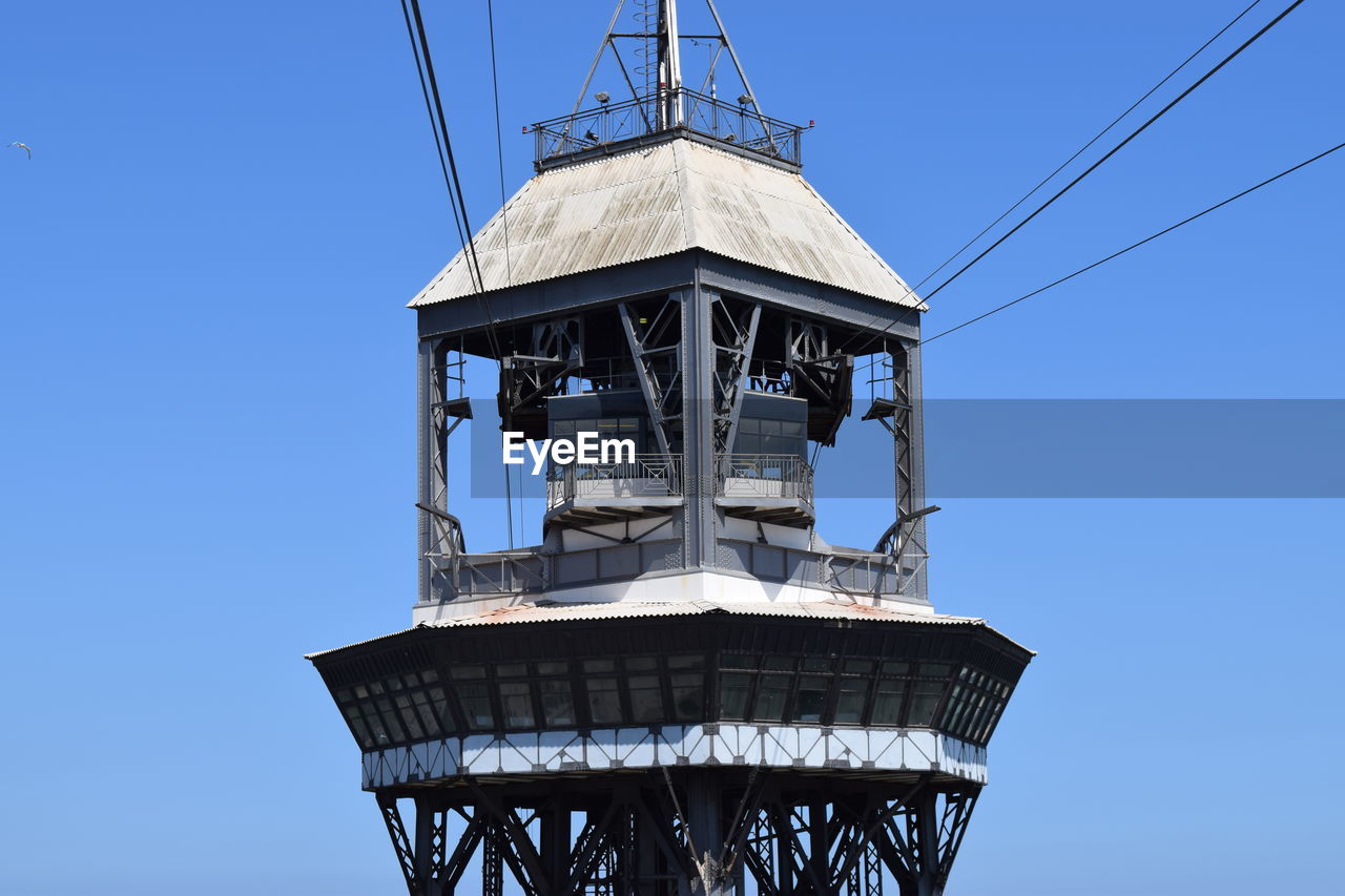 High section of built structure against clear sky