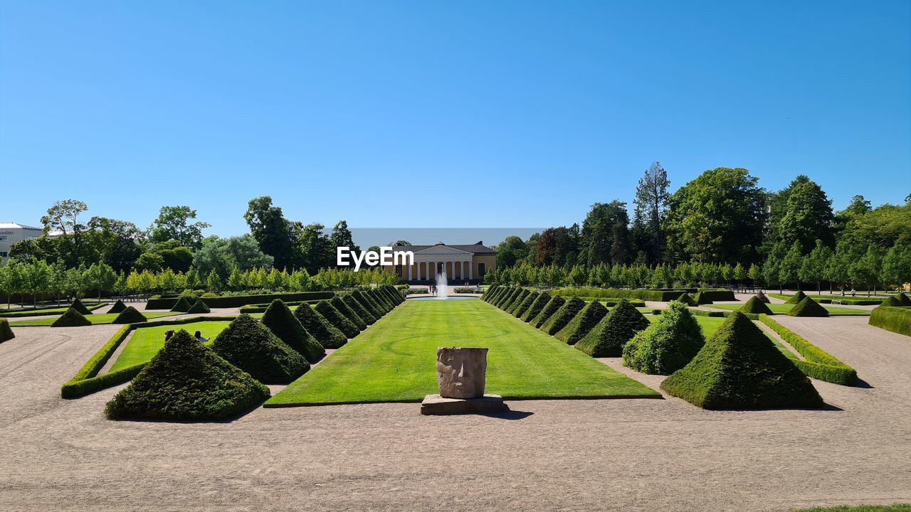 VIEW OF GARDEN AGAINST CLEAR BLUE SKY