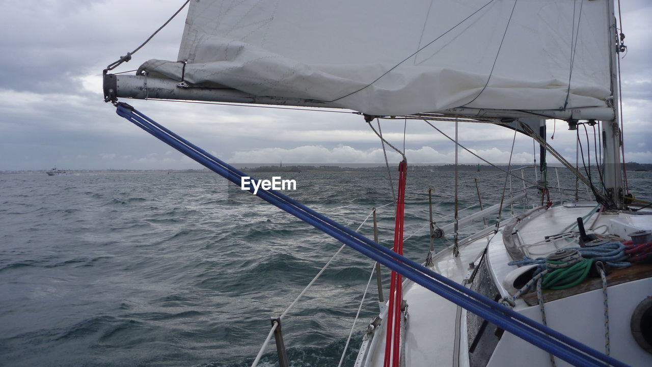 Boat sailing in sea