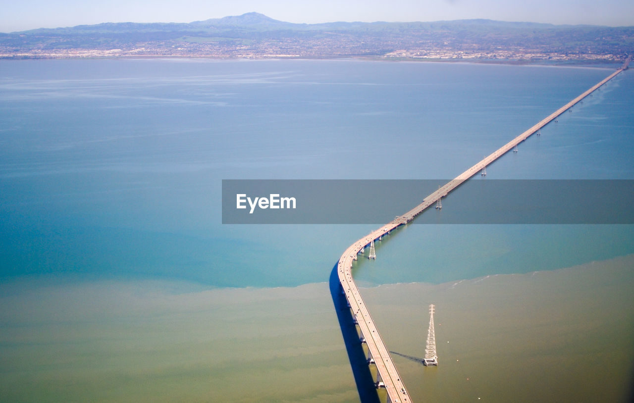 Aerial view of bridge over sea