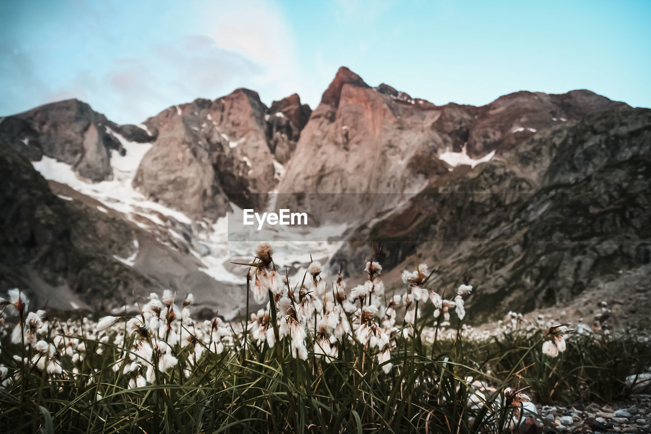 Scenic view of rocky mountains against sky