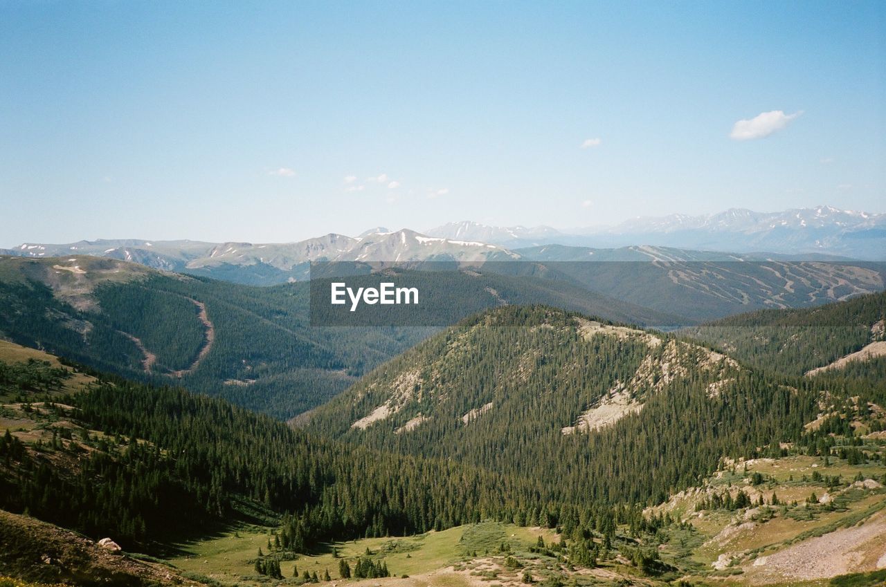 SCENIC VIEW OF LANDSCAPE AND MOUNTAINS AGAINST SKY