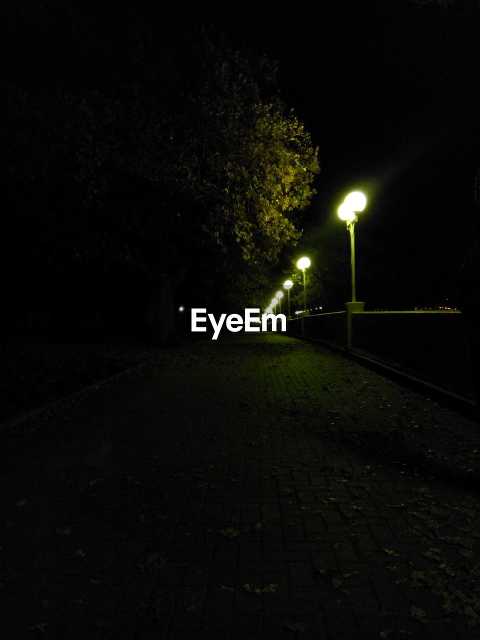 ILLUMINATED EMPTY ROAD AT NIGHT