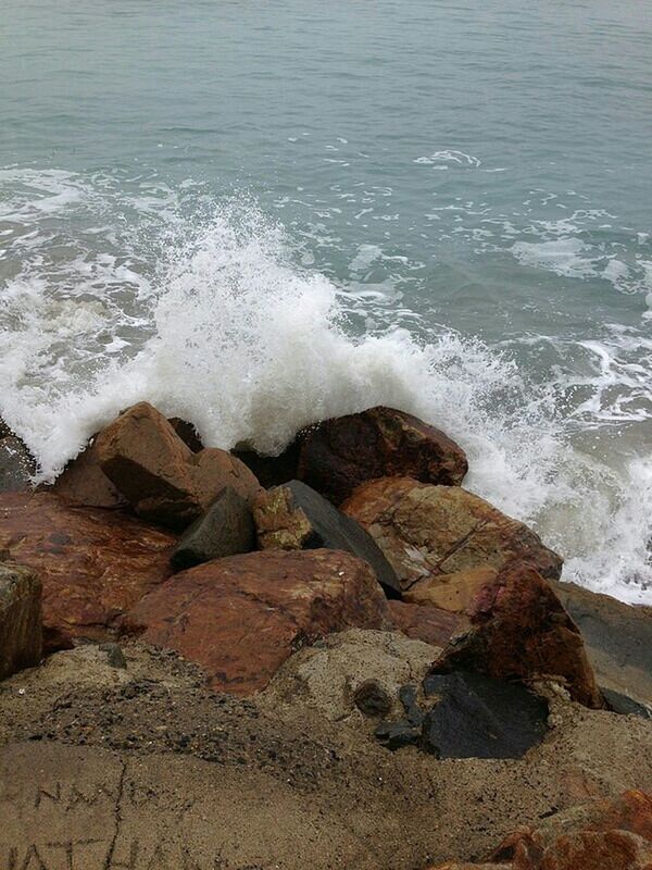 WAVES SPLASHING ON ROCKS AT SHORE