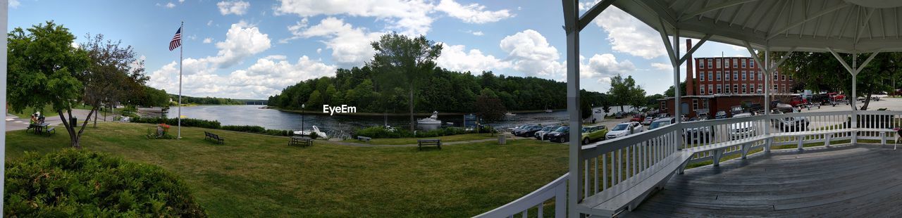 PANORAMIC VIEW OF RIVER AMIDST TREES AGAINST SKY