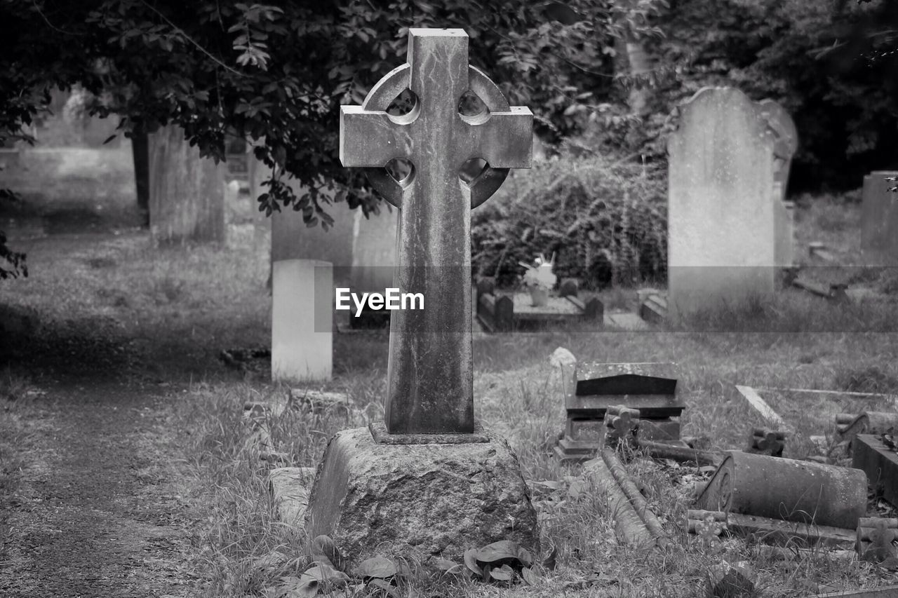 Tombstones in cemetery