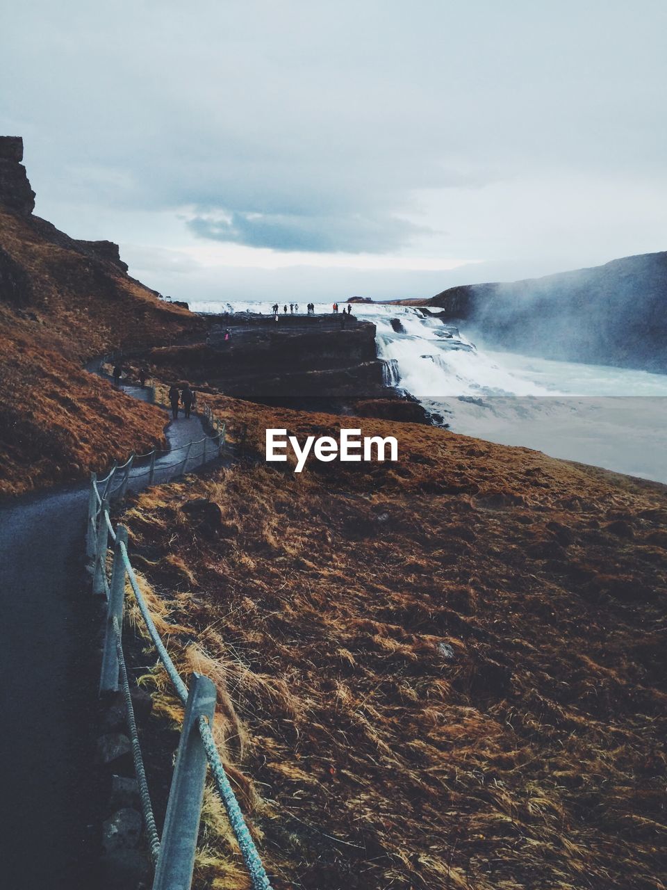 Scenic view of gullfoss falls against sky